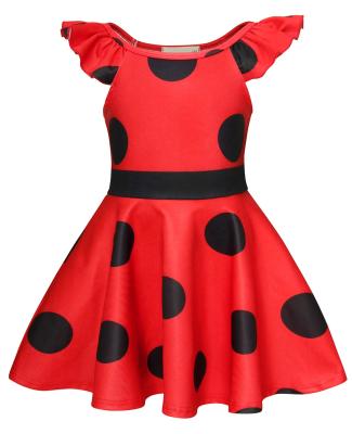 China Hanyiyu Guangzhou Girl's Breathable Red Dress With Black Dot Design Girls Dress Children's Casual Clothes For Lazada for sale