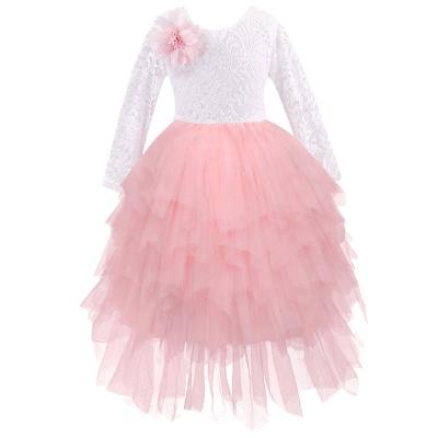 China Wholesale Viable Girl's Lace Back A Line With Tiered Dress Girls Wedding Suit Birthday Tulle Bodice Tutu Dresses for sale