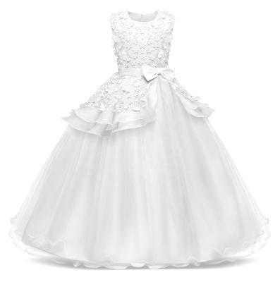 China Princess Sleeveless Girl Dress Solid Color Flower Girl Skirt Princess Sleeveless Party Dress for sale