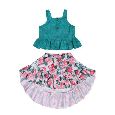 China Casual Girl's Top Costume + Sleeveless Floral Skirt Girls Clothes Kids Costume Children Clothing Sets Girls Clothes for sale