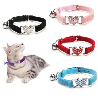 China 2022 Factory Price Personalized Heart Pet Collar With Adjustable Seat Belt And Bell Dog Collar for sale