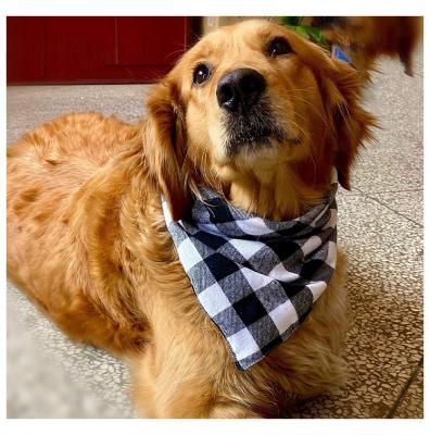 China Best Viable Selling Customizable Paint Dog Bandana Washable Adjustable Plaid Bibs Dog Bandana Triangle Headscarf With Logo for sale