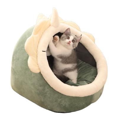 China 2022 Hot Sale Breathable Pet Product Pets Comfortable Luxury Pet Cat Bed Cat House For Beds Polyester Cotton Style All Season for sale