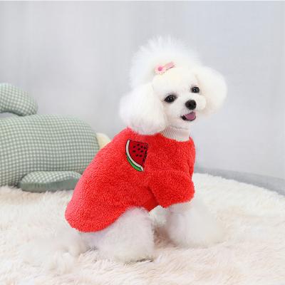 China 2022 Hot Selling Cute Multicolor Viable Pet Clothes Small And Medium Hot Velvet Double-sided Fruit Dogs Biped Clothes for sale