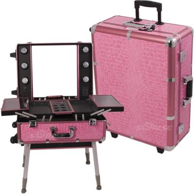 China SORISE Pink CROC Aluminum Makeup Station Aluminum Case 4 Legs for sale