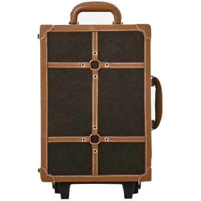 China Classic Design Lights 2 Wheeled Lamp Makeup Trolley Classic PVC Case 6 Brown PVC Trolley for sale