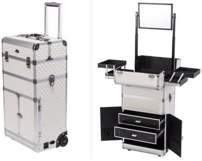 China Aluminum Professional Beauty Trolley Makeup Cosmetic Case With Mirror for sale