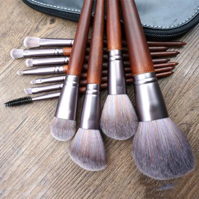 China Angular Blush Custom Design 11 Pcs Color Fiber Wool Blush Big Brush Foundation Shadow Makeup Brush Set for sale