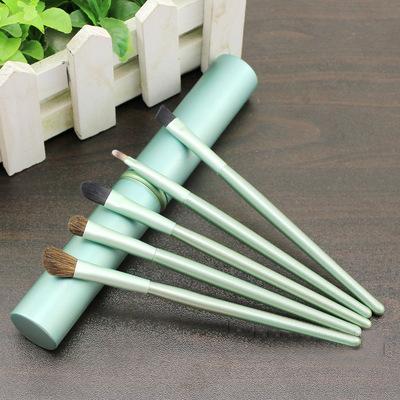 China Angular Blush Portable Aluminum Tube 5 Eye Brush Horse Hair Detail Brush Single Eyeshadow Makeup Brush (Green) for sale