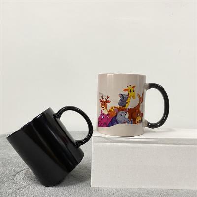 China 11oz 330ml Viable Ceramic Heat Sensitive Color Changing Blanks Sublimation Coated Ceramic Color Changing Mug for sale