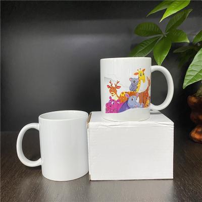 China Viable 11oz 330ml DIY White Ceramic Blanks Sublimation Coated Tea Water Coffee Beer Ceramic Travel Mugs For Heat Press Printing for sale