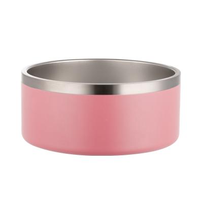 China Wholesale Automatic 64oz DW Insulated Metal Dog Bowl Stainless Steel Pet Rolls Animals Cat Color Food Feeder Box With Non-slip Base for sale