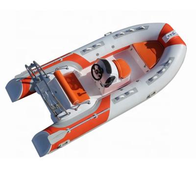 China CE RIB390 fiberglass inflatable rigid hull hypalon pvc fishing rowing boat with motor for sale