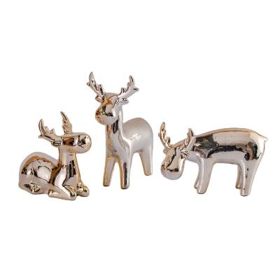 China Decoration Other Christmas Gift Home Decorations Ceramic Electroplate Elk Ornament for sale