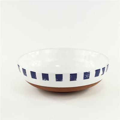 China Vivid white luster with decal terracotta large capacity salad bowl high quality ceramic soup bowl for sale