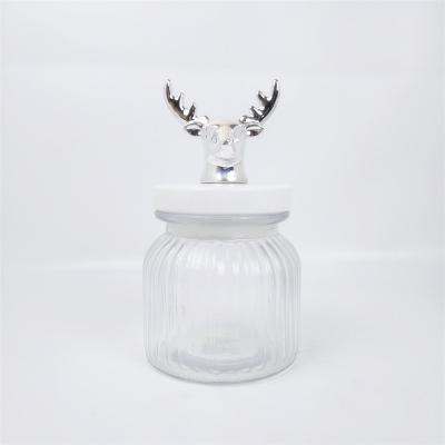 China Sustainable Sealed Glass Food Container Storage With Deer Head Cover for sale