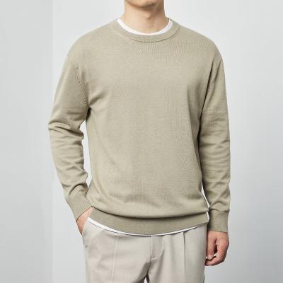 China Autumn New Fashion Round Neck Breathable Sweater For Men Knitted Solid Color Sweater for sale