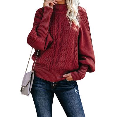 China New Fashion Autumn Warm Casual Black Thick Cable Sweater Winter Turtle Neck Heavy Sweater Women Anti-wrinkle for sale