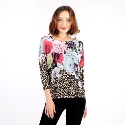 China 2021 New Design Fashion Women's Sweater Autumn/Winter Breathable Leopard Crew Neck Knit Women's Sweater Pullover for sale