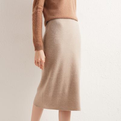 China New Winter High-waist Cotton Breathable Cashmere One-Step Over The Knee Dress Warm Knitted Bust Skirt for sale