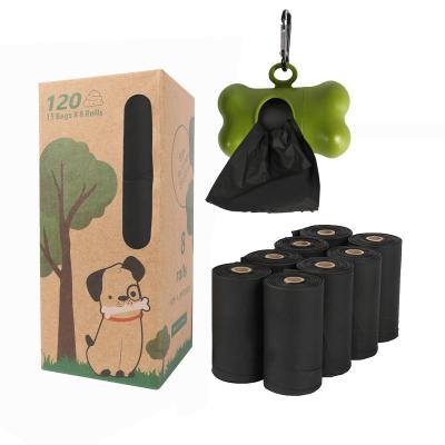 China 8 Roll Sustainable Doggie Carrier Compostable Biodegradable Dog Poop Bag With Dispenser for sale