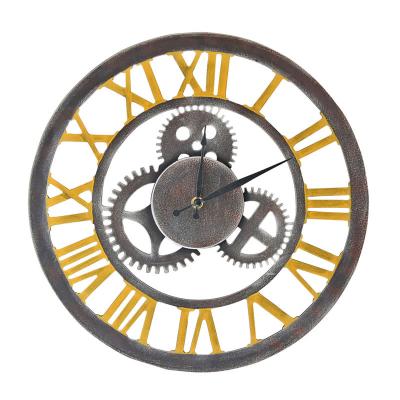 China Sizes Retro Metal Round Craft Decorating Large Wall Clocks Gear Series for sale