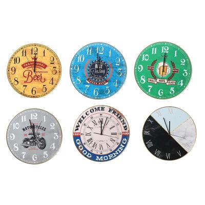 China Colorful Calendars Frameless Glass Arched Wall Clock For Home Decor Non-ticking for sale