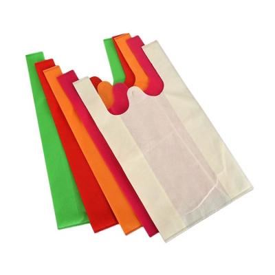 China Handled PP Spunbond Non Woven Fabric Biodegradable Eco Friendly Non Woven Vest T-shirt Bag for sale