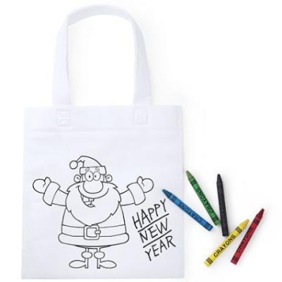 China Custom Handle Kids DIY Non Woven Cartoon Santa Bag For Christmas Shopping for sale