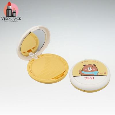 China Recyclable Tending Products Makeup Empty Package Round Base Two-Layer Compact Case Loose Powder Case With Mirror Custom Logo Design for sale