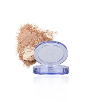 China Recyclable Clear Blue Round Simple Round Empty Empty Cosmetic Glitter Blusher Oval Color Palette Eyeshadow Supplier Loose Powder Case for sale