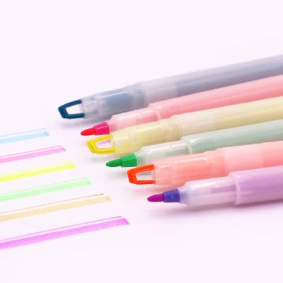 China Promotional Markers & Non-Toxic Double Heads Highlighter Bars Pen and 6colors Highlighter Bar Pen Set for sale