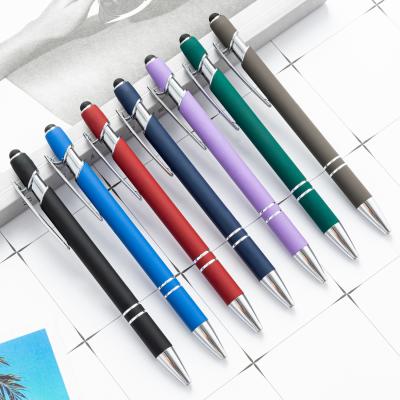 China office & School Pen Hot Selling Metal Push Pen Aluminum Point Pen With Ball Stylus on Top for sale