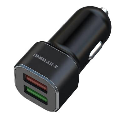 China 12V - 24V Car 2 USB Port Fast Charging Custom Logo 3.0 Universal Car Charger For Mobile Phone for sale