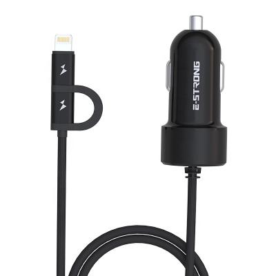 China Car Accessories New Arrival Car Charger Accessories 2 In 1 Extension Cable Single USB Car Charger for sale