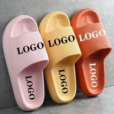 China Fashion trend Custom Low MOQ LOGO slippers for women and men pour bathroom quick-drying sandals soft cushioned extra thick non-slip slipper for sale