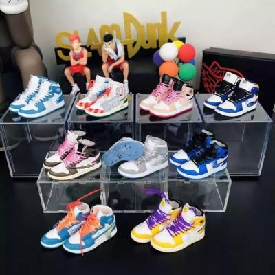 China Wholesale 3D Mini Sneakers AJ Styles Jor Dan 145 Shoes Rubber Shoes Key Chain Cute Pattern Keychains With Box for sale