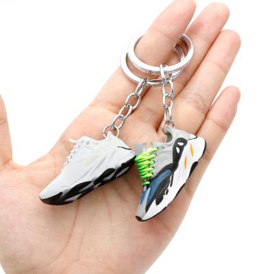 China Wholesale Promotion Gift Designer Brand Small Key Chain PVC 3D Printed Shoe 700 Keychains Mini Sneaker Key Ring Yeezy 350 With Box for sale