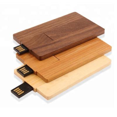 Cina Custom LOGO Wooden USB Credit Card Shape usb 2.0 flash disk USB 3.0 Memory Stick Flash pen Drive in vendita