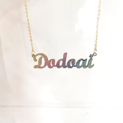 China Bellona Romantic Hot Selling New Stainless Steel Glitter Color Name Letter Fashionable Custom Luminous Letter Necklace Pendant Necklace for sale