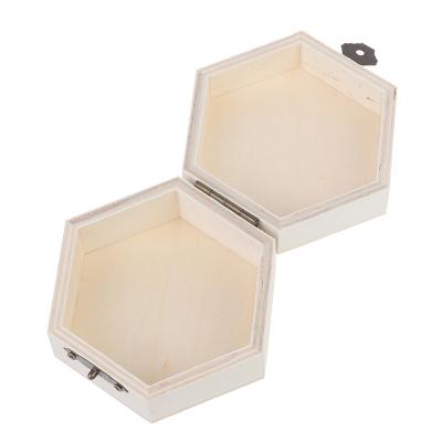 China Hexagonal Wood Wooden Box Jewelry Gift Box China Cake Desktop Storage Box for sale