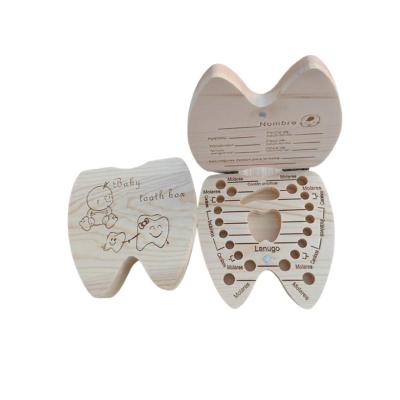 China China Natural Wood Opens Lanugo Boys Girls Gifts Baby Tooth Firsts Wooden Box Kids Teeth Saver for sale