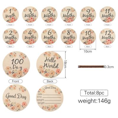 China China Set Of 13 Pcs Wooden Baby Monthly Milestone Cards Baby's First Year Wooden Card Sign Perfect For Gift And Photograph for sale