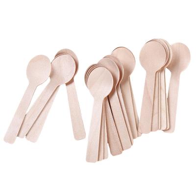 China Disposable Natural Eco-Friendly Biodegradable China Mini Wooden Ice Cream Spork Spoon for sale