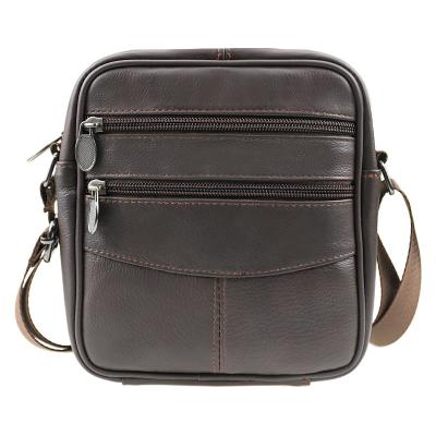 China Portable & OEM Small Genuine Leather Small Size Messenger Bag Custom Logo Man Shoulder Bag Men Business Mobile Phone for sale