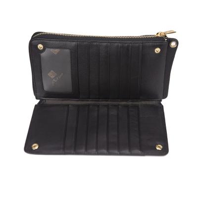 China OEM Real Leather Waterproof Bifold Wallet Women Long Genuine Leather Clutch Bag Logo Customized for sale