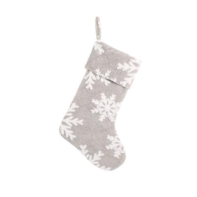 China Eco-Friendly Gray Snowflake Christmas Stocking Xmas Hanging Stocking For Gift Rack Mantel Decoration Party Xmas Holiday Ornament for sale