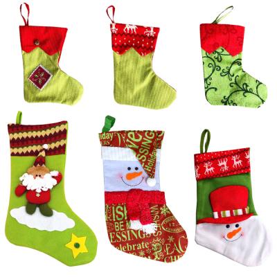 China Large Eco-Friendly Christmas Stocking Sock Sack Gift Bag Felt Santa Snowman Reindeer Christmas Tree Decoration for sale