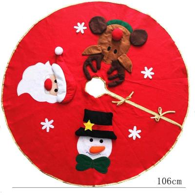 China Non-Woven Fabric 100cm Christmas Floor Mat Cover Home Party Decor Fashion Christmas Tree Border Chic Linen Carpet Mat Cover for New Year for sale