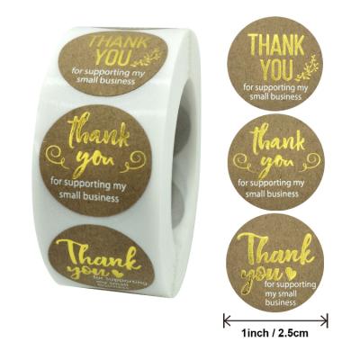 China Decorative Sticker YN Kraft Stickers With Gold Foil 500 Inch Labels 1 3 Designs For Business Retailer Boutiques Online Stores To Use On Bags Boxes for sale